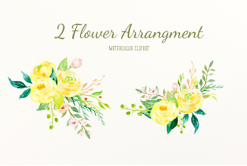 watercolor clipart oh joy, digital download, yellow rose, floral arrangement, digital file.