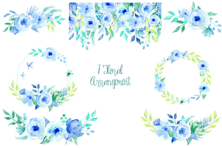 watercolour posy, floral arrangement, floral compositions, blue flower