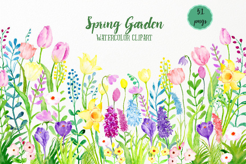 Watercolor spring border, spring bulbs, watercolour illustration 