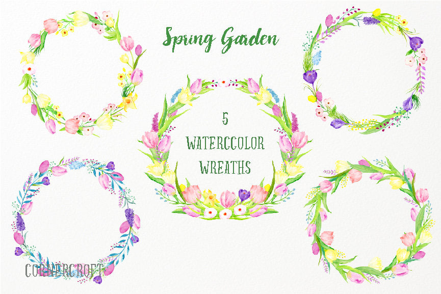 watercolor spring flower wreath, tulip wreaths, daffodil wreath, floral composition 