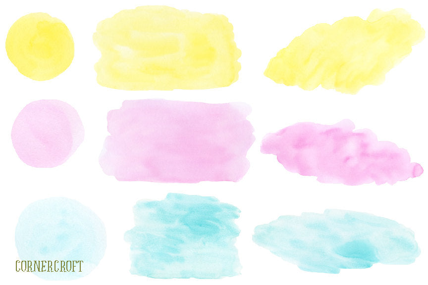 Watercolor irregular shapes watercolor pastel color instant download 