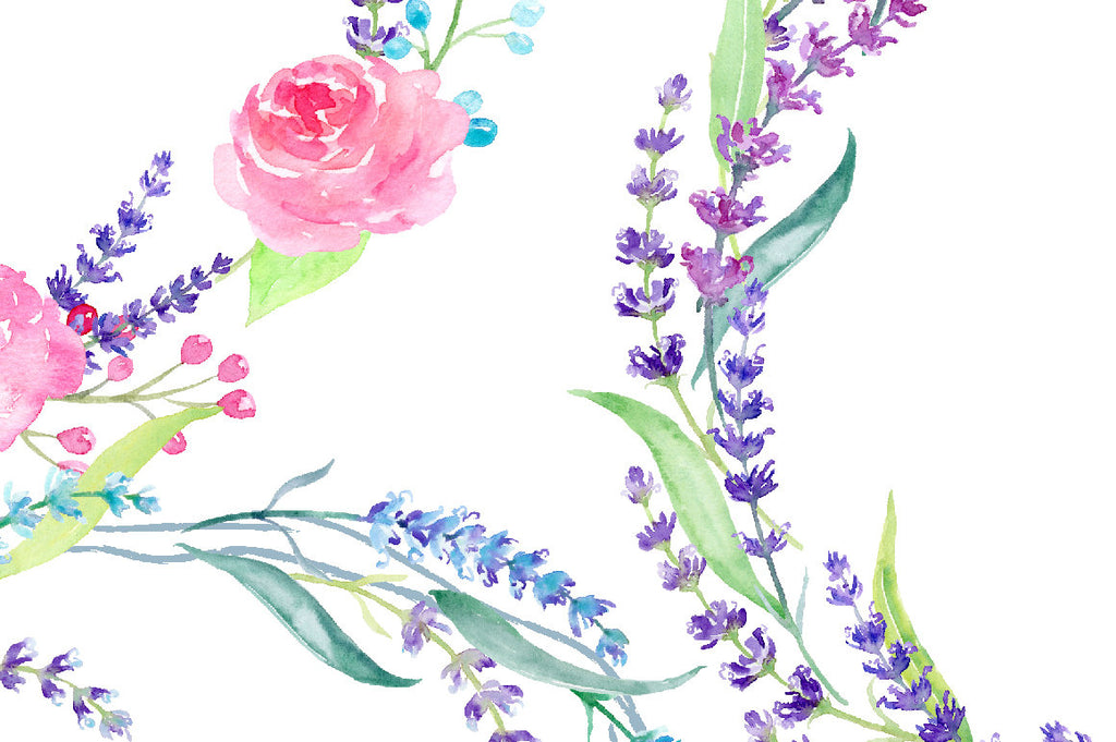 watercolor lavender wreath for instant download 