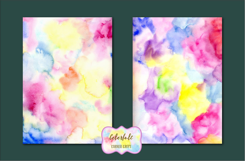 watercolor texture bright red, pink, blue and yellow, instant download 