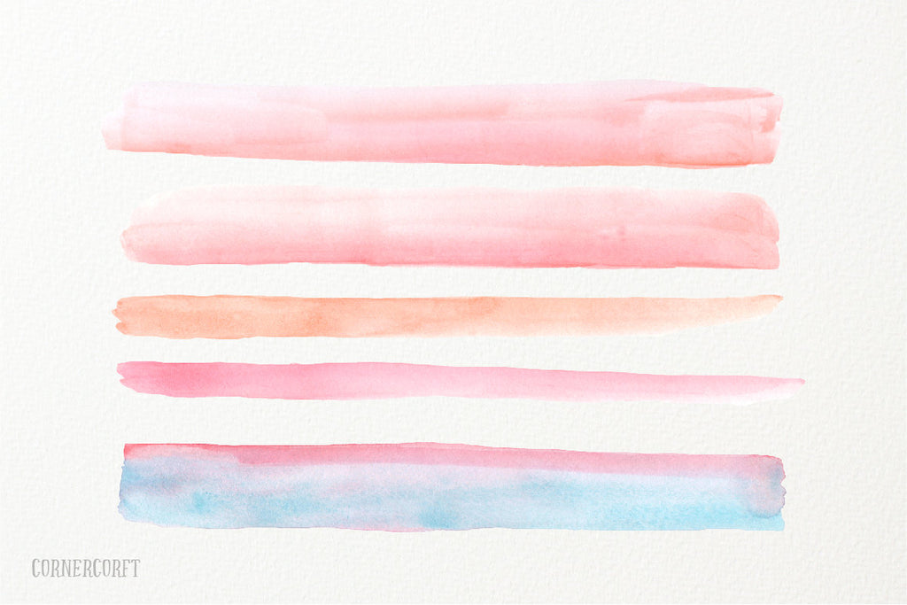 hand painted watercolor brush strokes and confetti in mint, peach and gold for instant download 