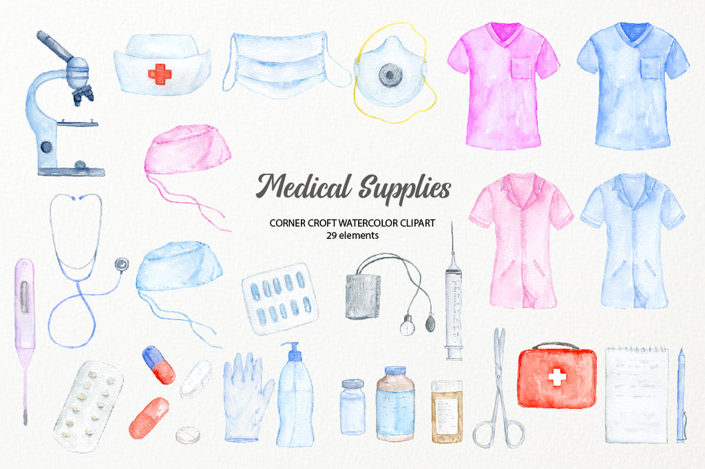 watercolor illustration of medical supply