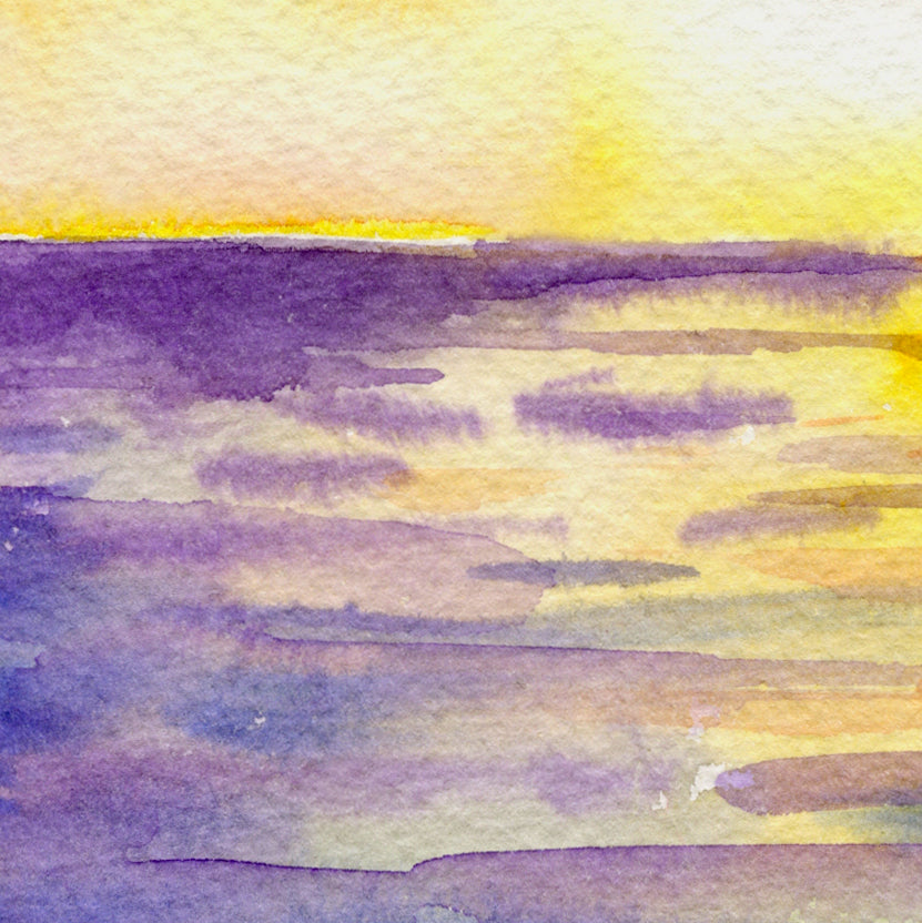 watercolor ocean sunset, abstract sunset at sea, instant download 