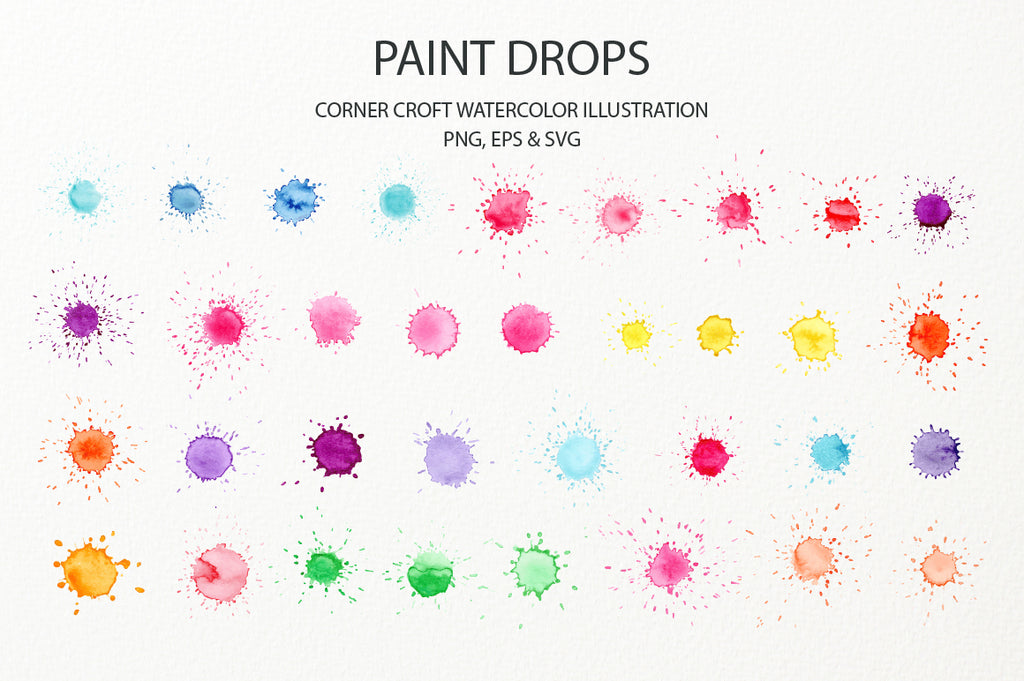 watercolor paint drop with paint splatter effect, svg, png, eps, 