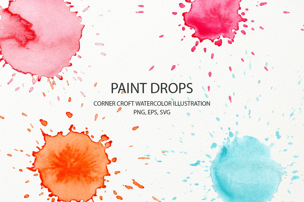 pink paint drop, green paint drop and blue paint drop instant download 