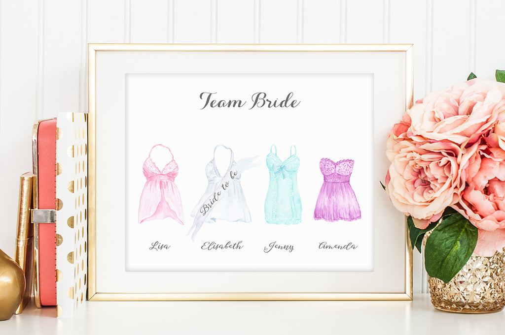 bridal shower personalised print, hen do clipart, instant download 
