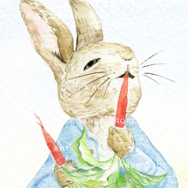 Watercolor Pattern Cumbria Rabbit Inspired by the Tale of Peter Rabbit ...