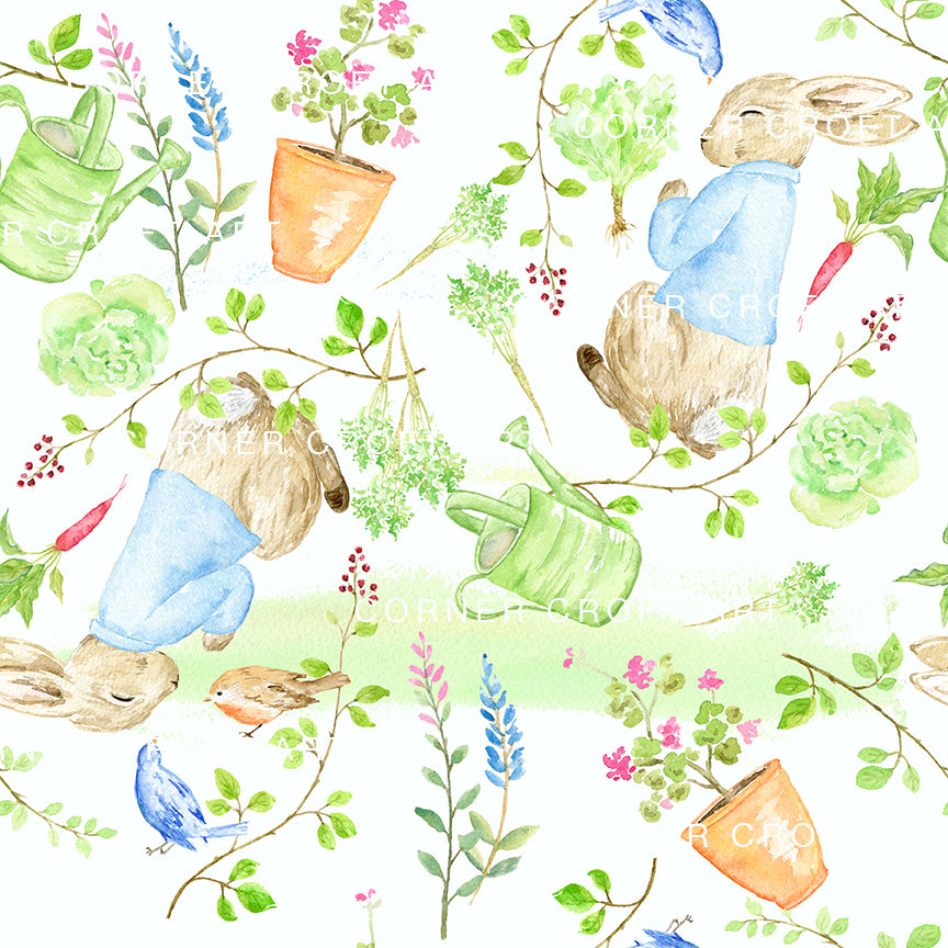 Watercolor Sleeping Rabbit Pattern Printable Inspired by "The Tale of Peter Rabbit"