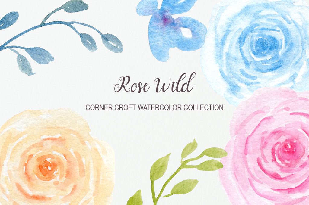watercolor rose wild clipart, wedding invitation graphics, instant download