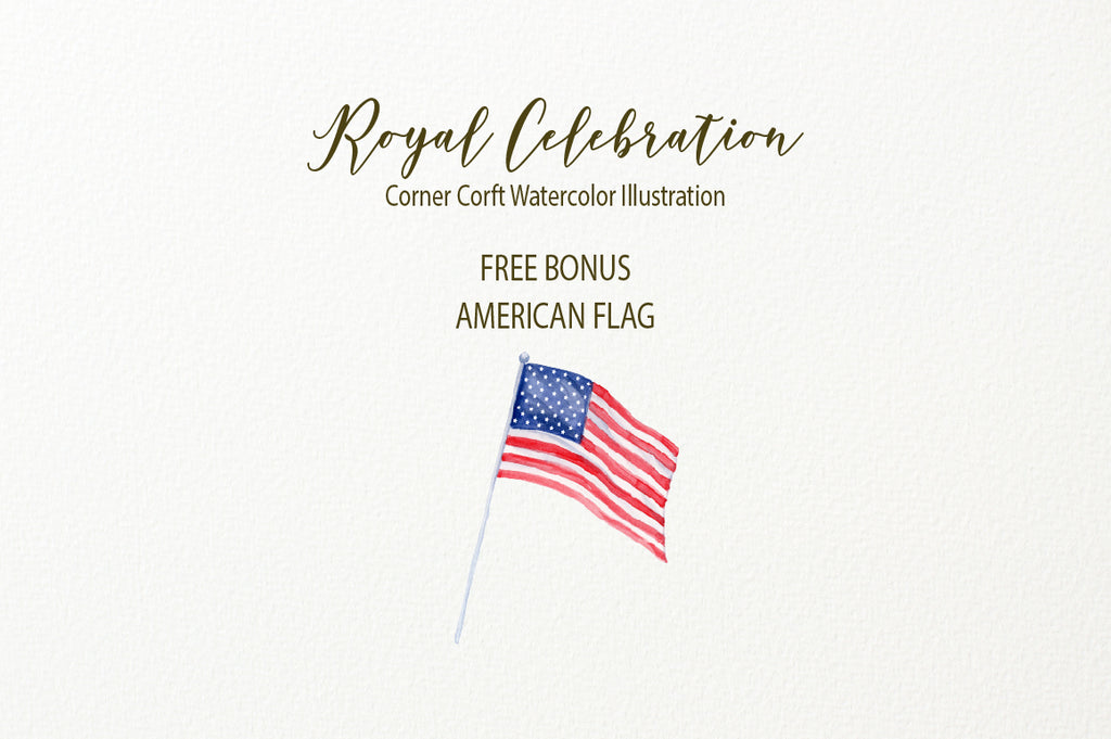 america flag illustration, watercolor royal celebration, Crown Jewels design 