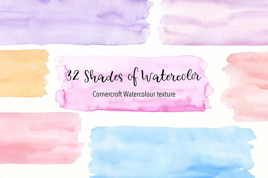 32 shades of watercolor texture, large watercolor brush strokes