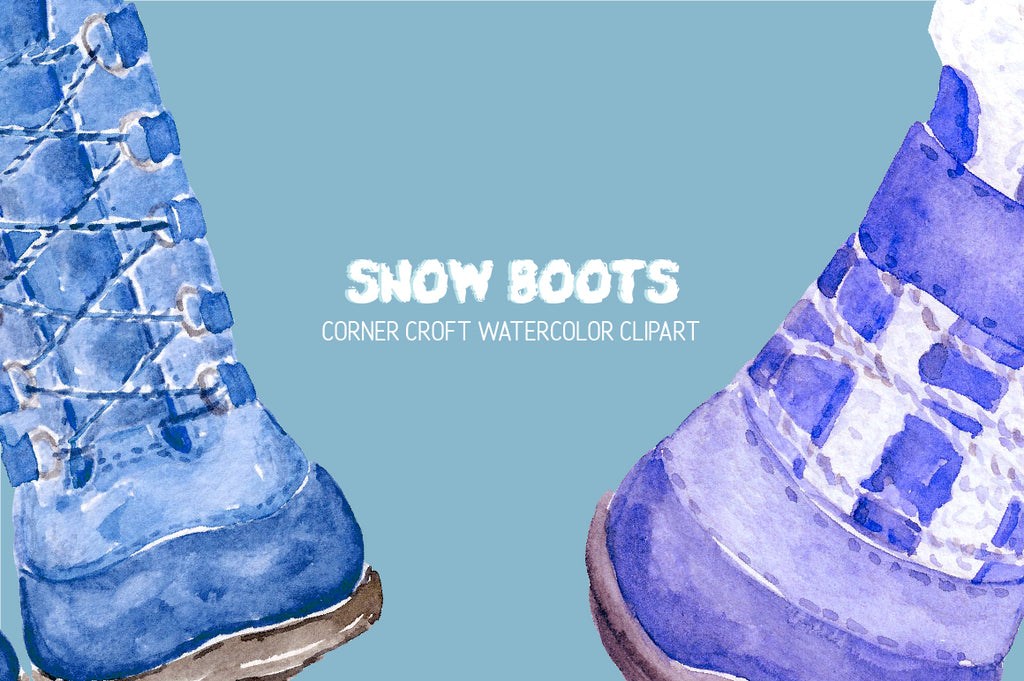 detailed watercolour winter boots illustration digital download