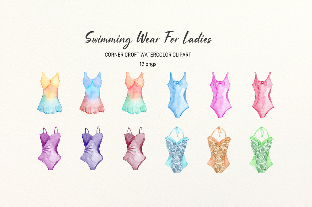 watercolor swimming suits and wetsuit