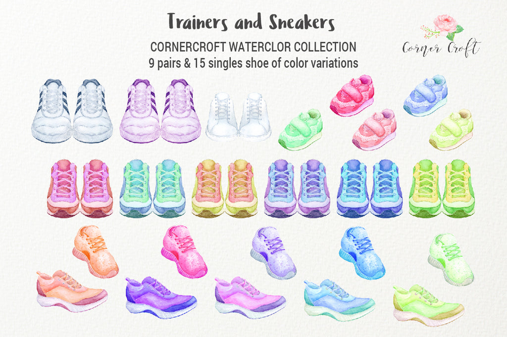 watercolor sport shoe illustration, digital download and trainers and sneakers, 
