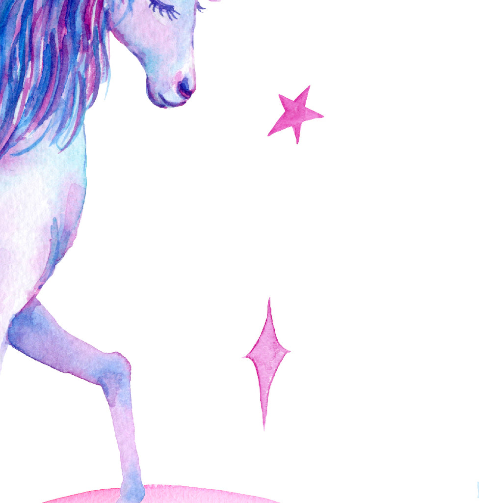 watercolor unicorn, blue and purple unicorn, girl room art print