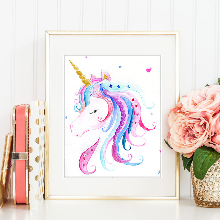 pretty unicorn print sweet dream, pink, blue and purple