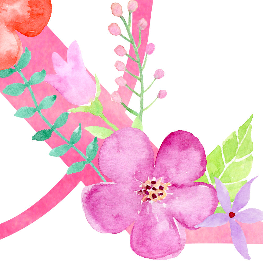 watercolor floral letter &, watercolor pink symbol &, & printable 