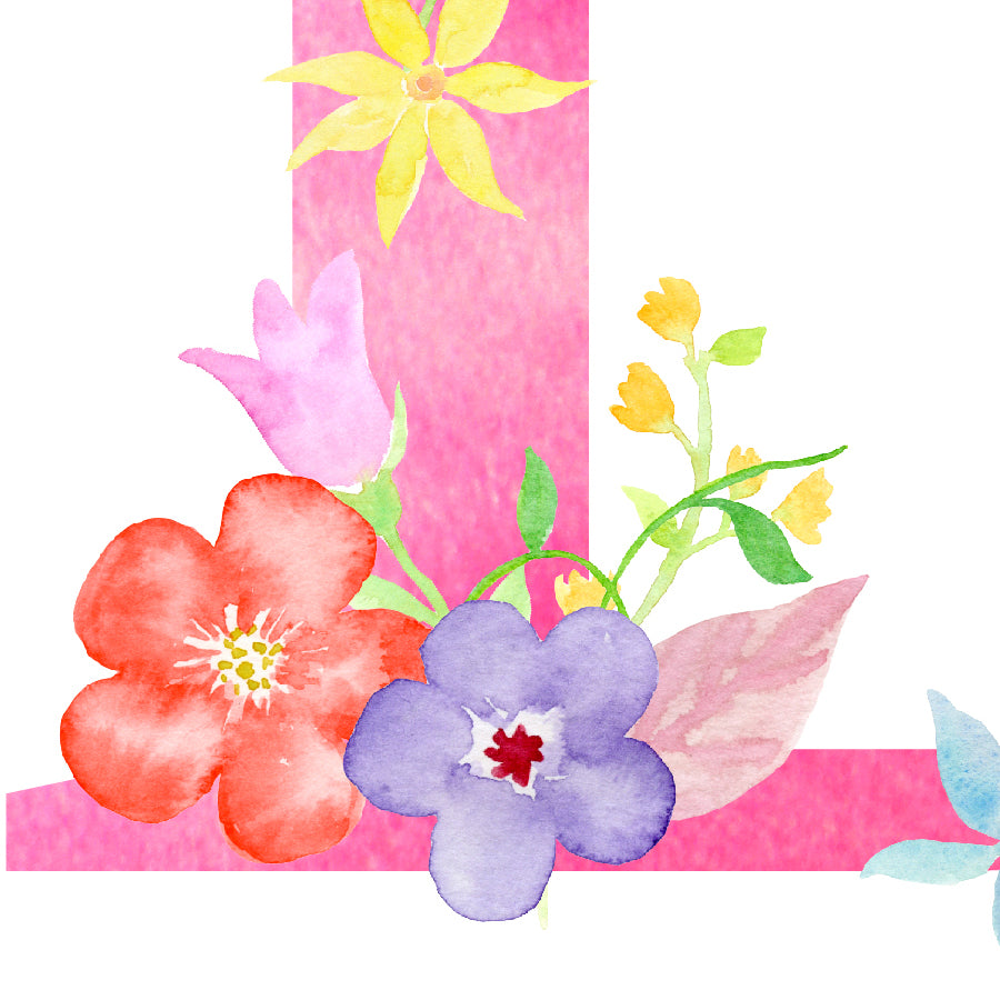 Corner Croft watercolor floral letter D, capital letter D, name initial D, instant download 