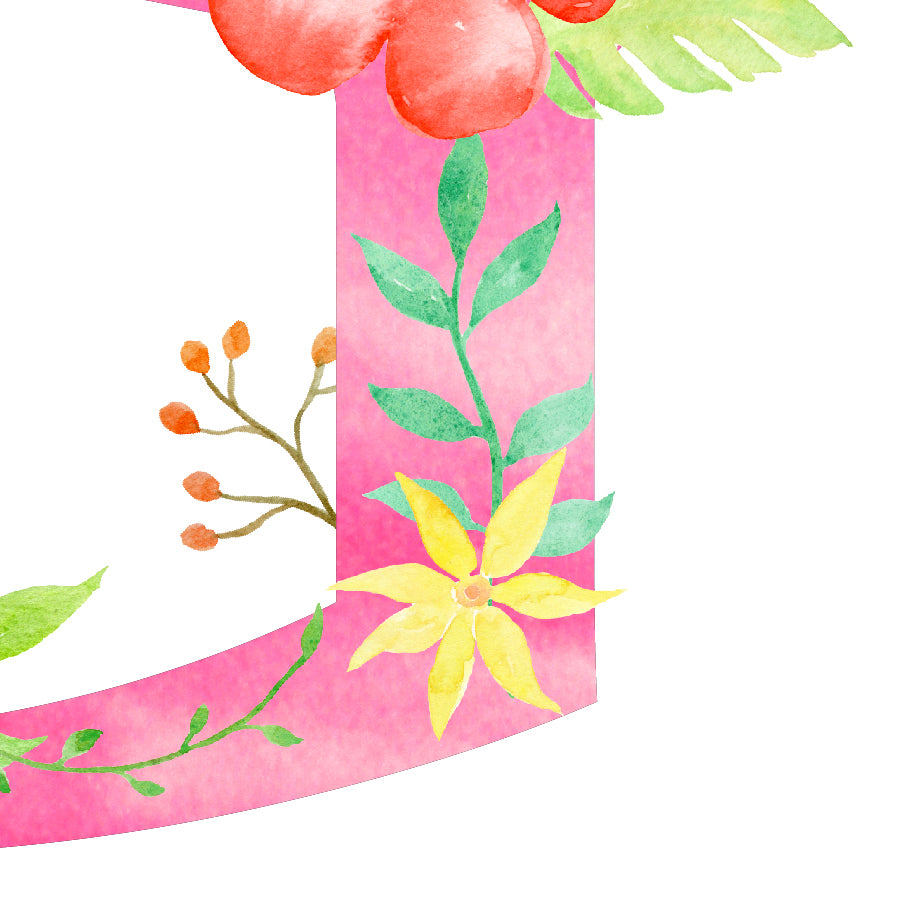 watercolor illustration, floral letter printable, alphabet g