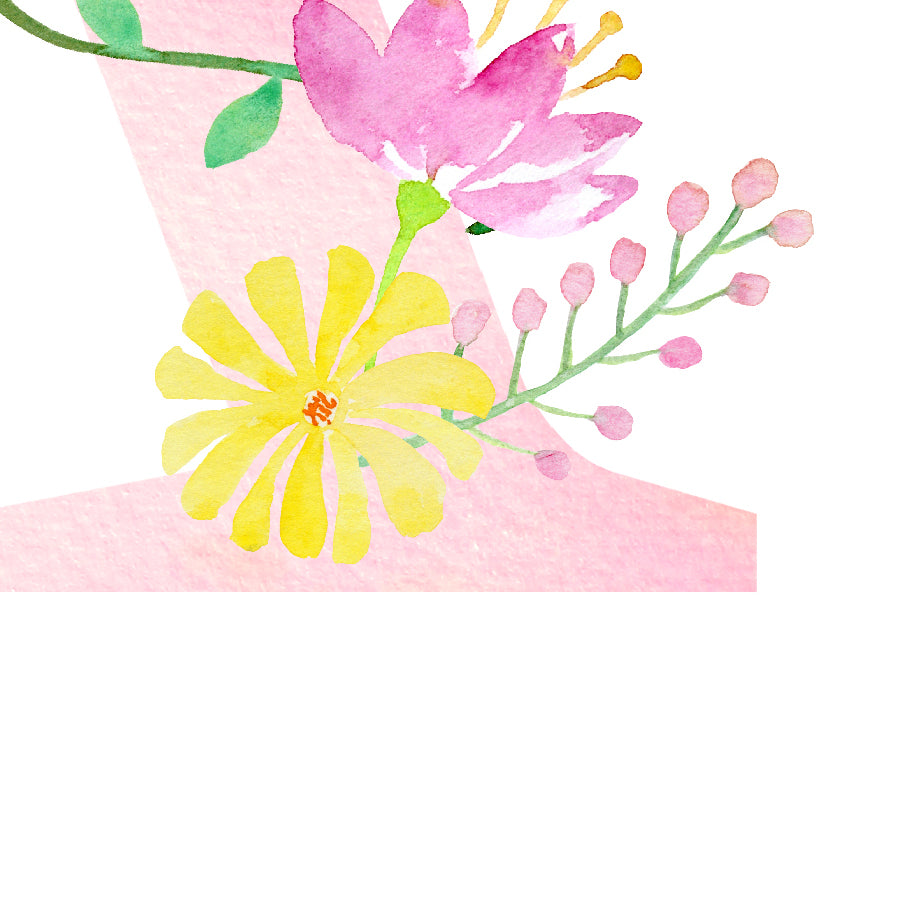 watercolour floral letter a, pink flower letter a, pink floral alphabet a