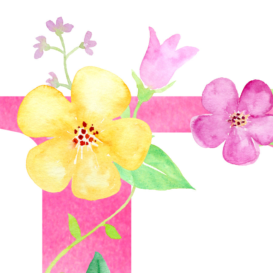 pink floral alphabet p, name initial printable, teen room deco, nursery deco