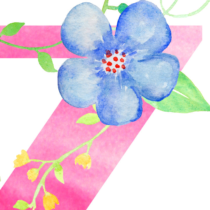 watercolor floral letter Z, corner croft print
