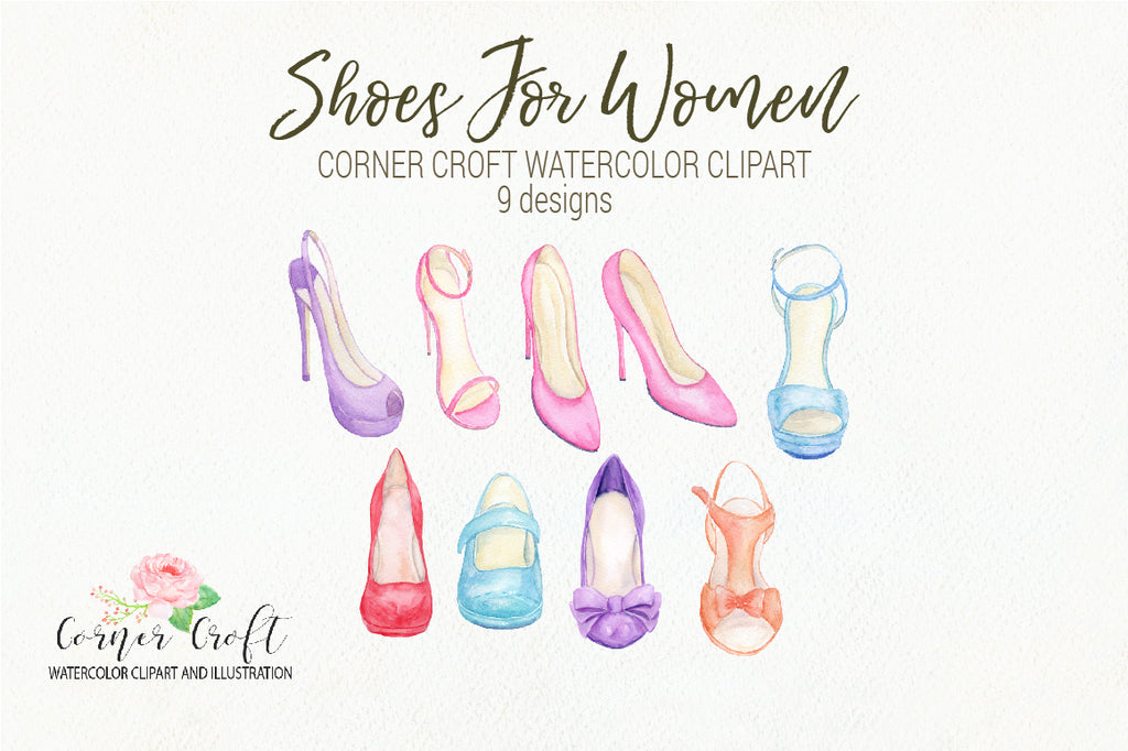 watercolor shoe design, watercolor illustration of shoes, high heed sandals, instant download 