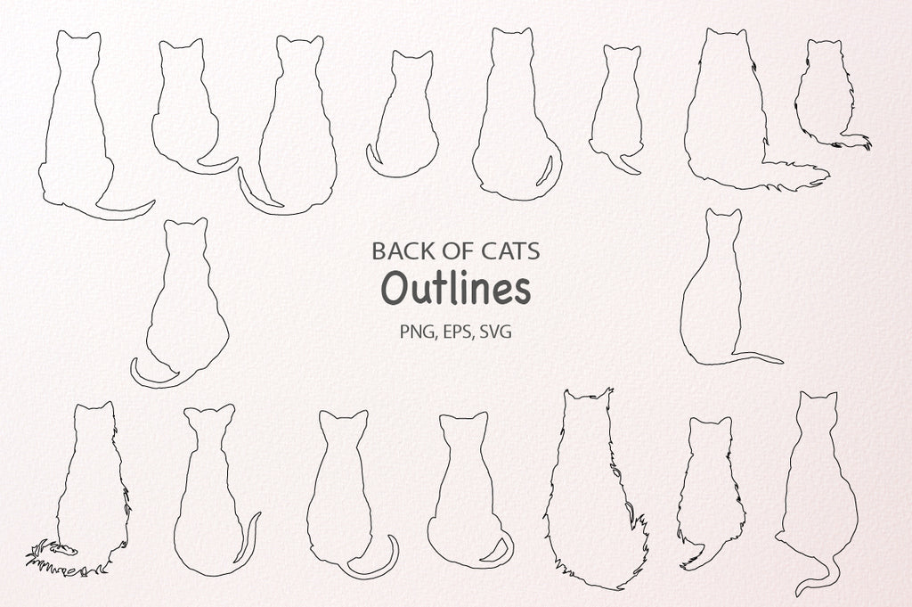 Cat outlines, eps svg digital download