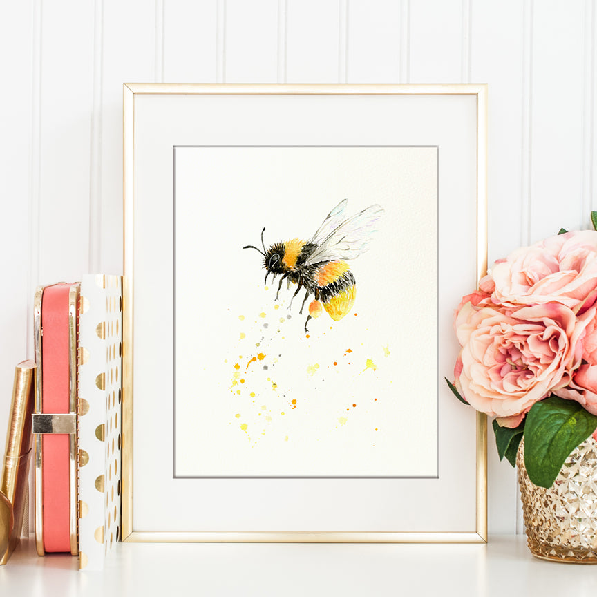 watercolor busy bee print instant download