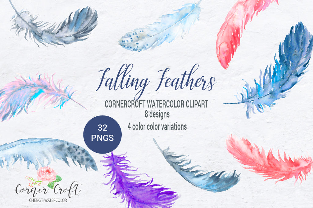 watercolor clipart falling feathers, feather illustration, watercolour feather, abstract feather, feather for art print