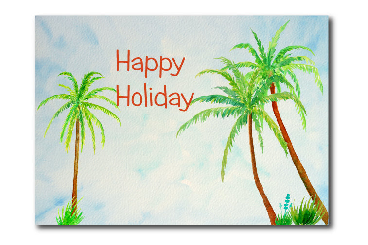 Watercolor Clipart Palm Trees, Sea Grass and Driftwood