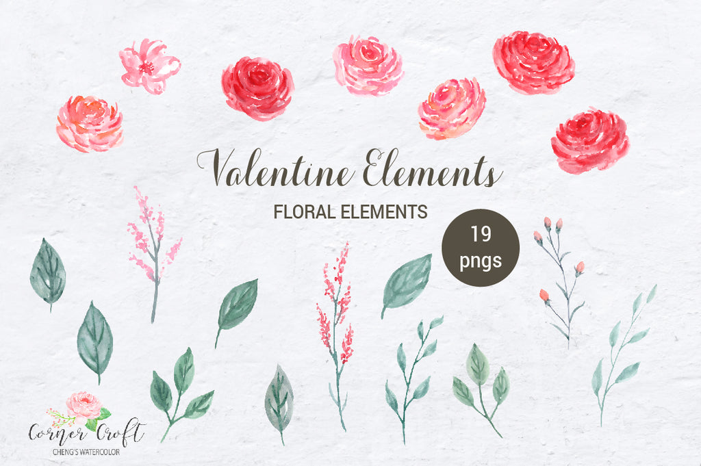 watercolor clipart pink and red flowers, floral posies