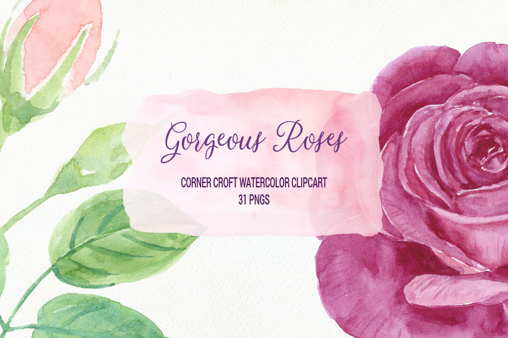 rose, flower, instant download, watercolor rose clipart, gorgeous roses