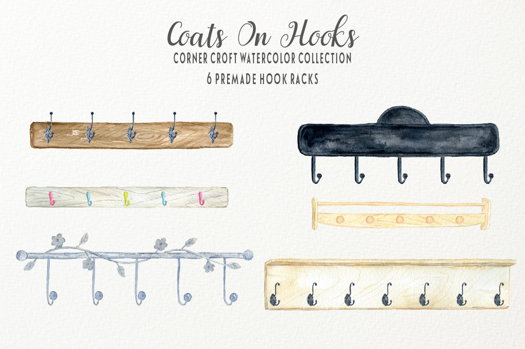 watercolor coat rail, coat rack, wooden rack, metal rack, instant download 