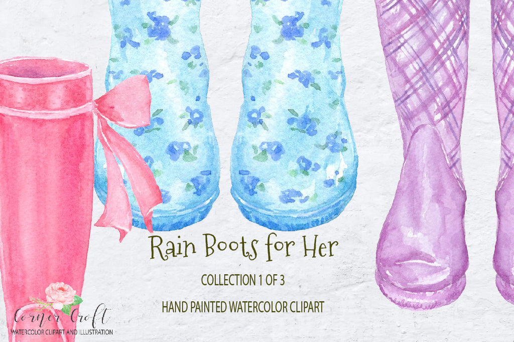 watercolor collection wellies, female boots, female wellies, garden boots, rubber boots.