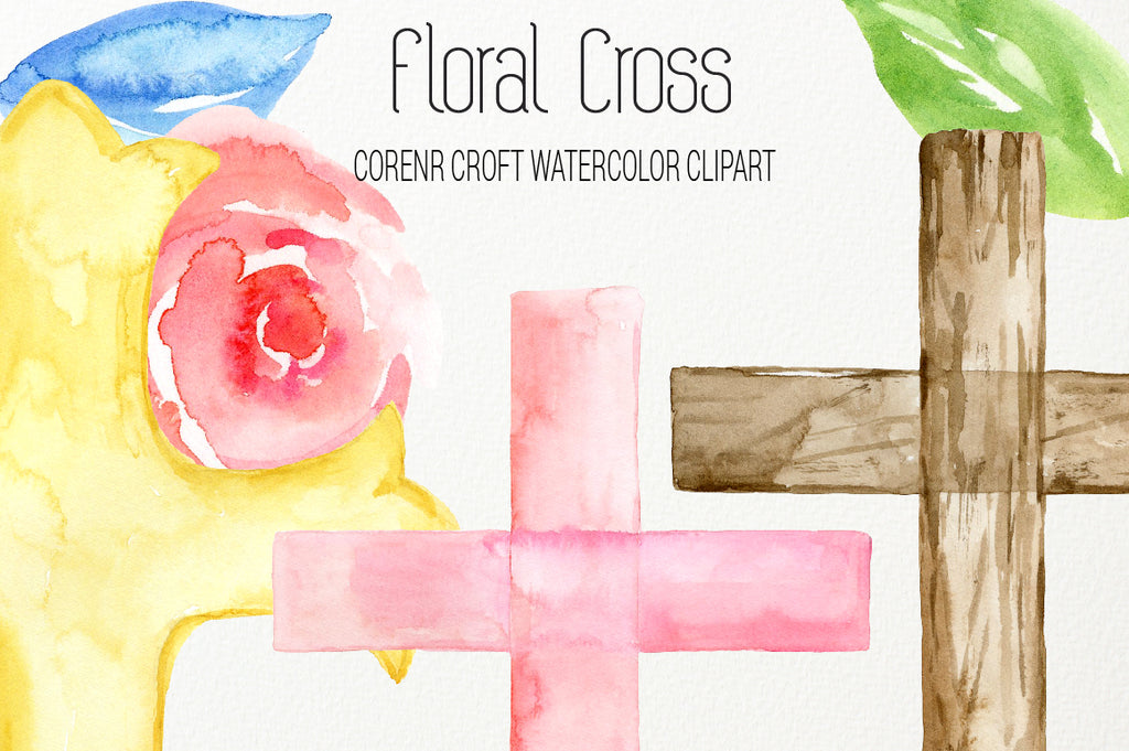watercolor cross, cross illustration, wooden cross, metal cross illustration 