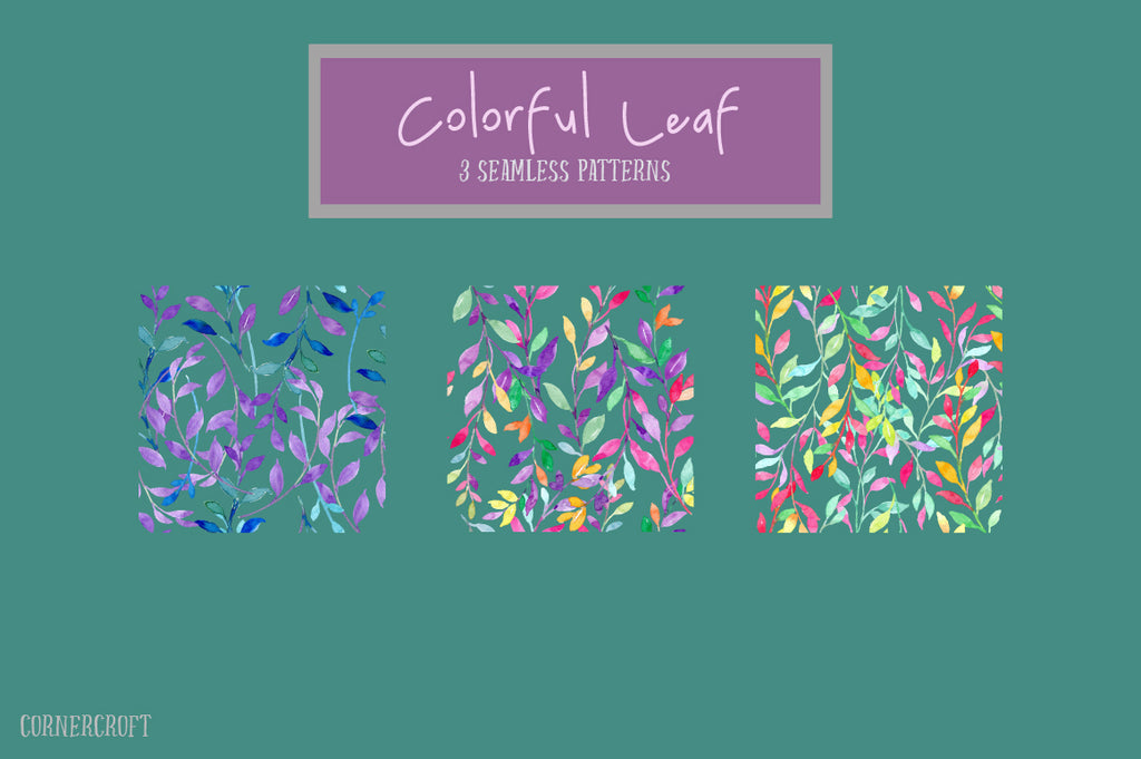 watercolor colouful leaf design kit, vector design, leaf pattern